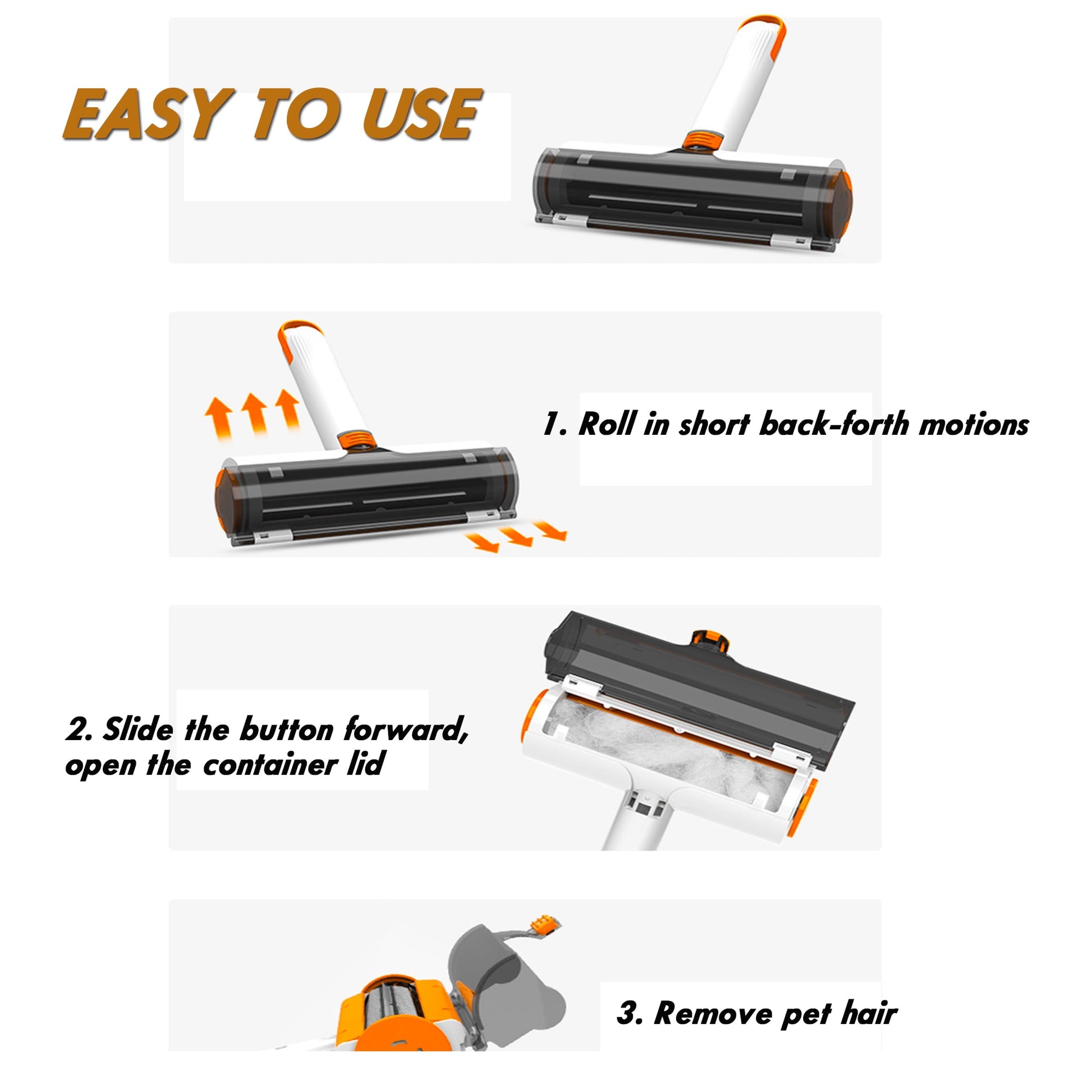2-In-1 Reusable Pet Hair Remover & Lint Roller with Flea Comb, 2 Count