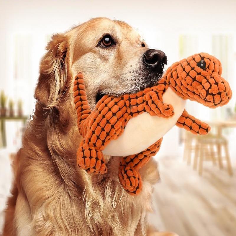 Giant Dinosaur Dog Toy – Plush, Chewy Fun with Squeakers! - goodestpetstore