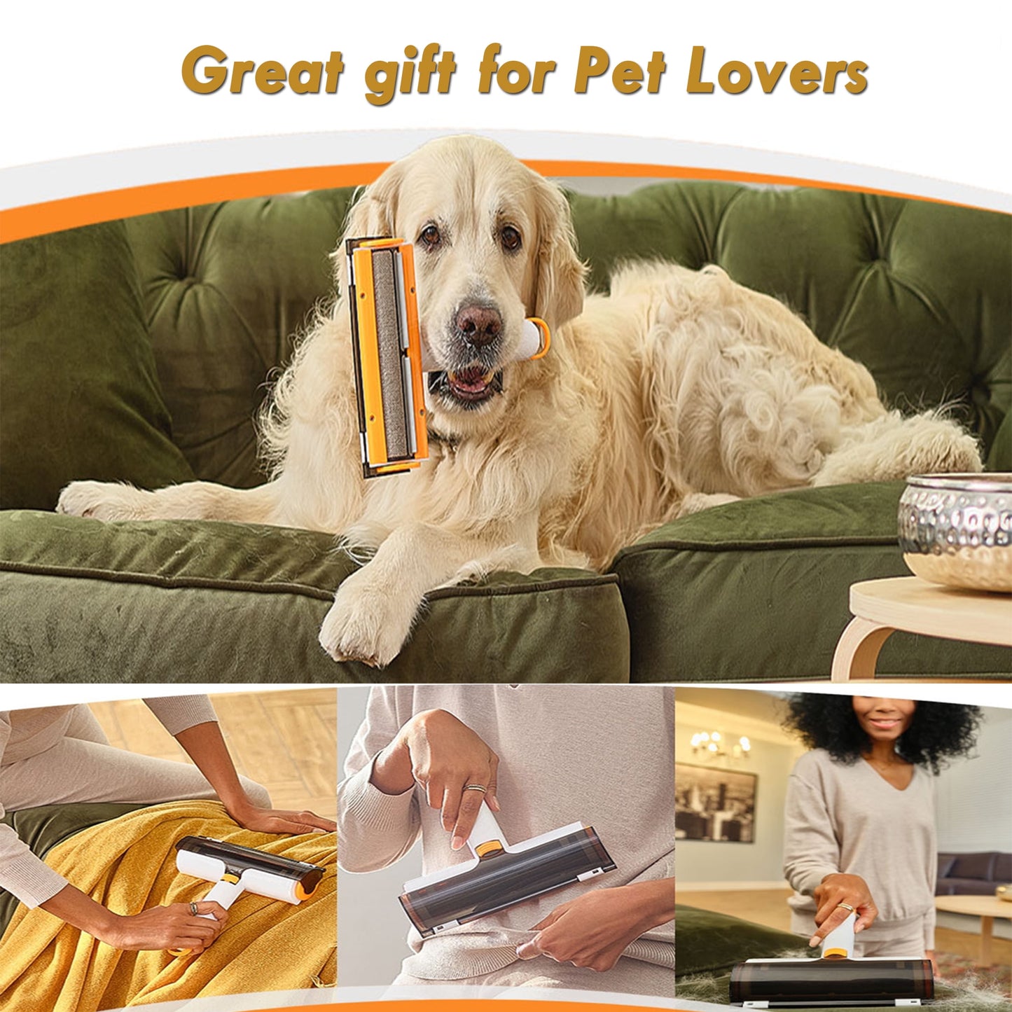 2-In-1 Reusable Pet Hair Remover & Lint Roller with Flea Comb, 2 Count