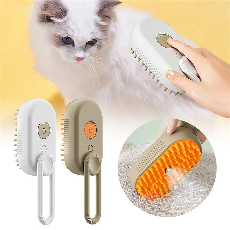 3-in-1 Steamy Brush – Groom, Massage & Remove Hair - goodestpetstore