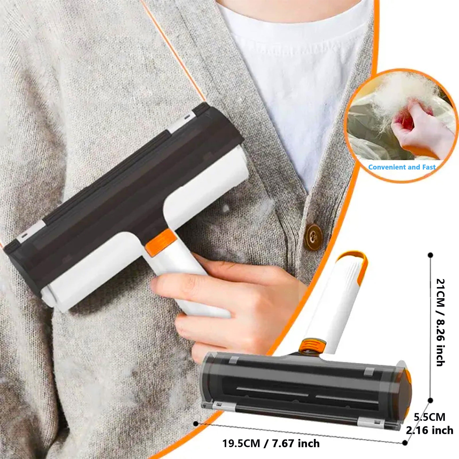 2-In-1 Reusable Pet Hair Remover & Lint Roller with Flea Comb, 2 Count