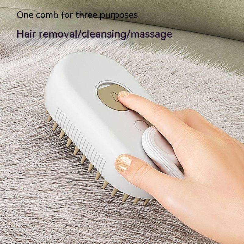 3-in-1 Steamy Brush – Groom, Massage & Remove Hair - goodestpetstore